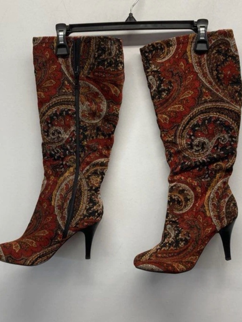 Paisley Knee-High Heeled Boots